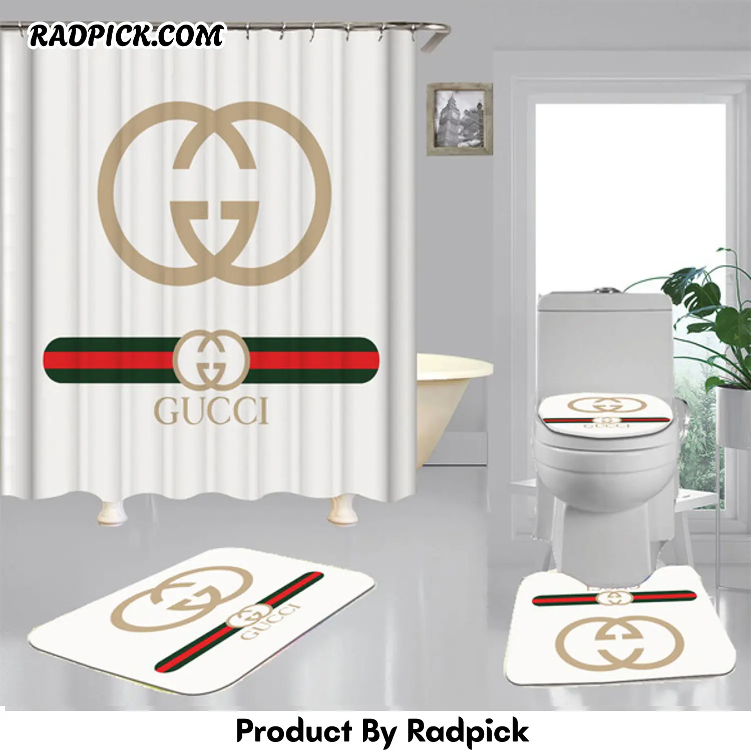 Gucci gc shower curtain waterproof luxury bath mat sets v7  rp387754